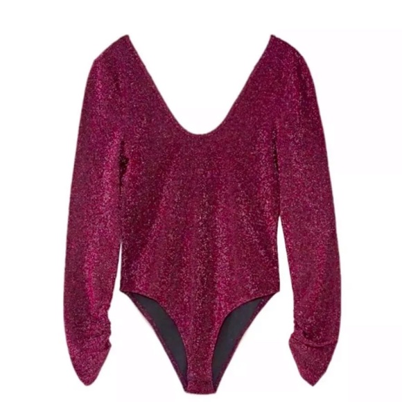 NWT ZARA Knit Shimmer Metallic Thread Bodysuit - Picture 7 of 8